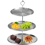 Lntyq pr�sentoir � g�teaux 3 niveaux, support � g�teaux en acier inoxydable pour anniversaires, mariages, ...