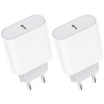 Prise usb c, chargeur rapide 2 - pack 20w for iphone 15 / 14, galaxy, pixel, usbc type c secteur mural ...