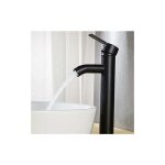 Robinet noir mat robinet mitigeur de lavabo de salle de bain en cuivre lavabo d'eau chaude et froide ...