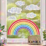 Lntyq stickers fenetre, attrape soleil autocollant fenetre arc en ciel, autocollant oiseaux vitre anti ...