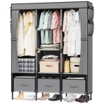 Armoire de rangement en tissu penderie - toile de garde - robe portable - avec barre de suspension - ... Armoire de rangement en tissu penderie - toile de garde - robe portable - avec barre de suspension - ...