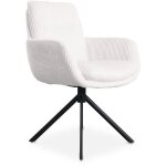Chaise design avec accoudoirs en velours ctel blanc cru lola