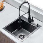 Lomazoo �vier de cuisine gun metal avec trou de robinetterie