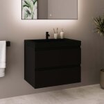 Lomazoo meuble de salle de bain 60cm ch�ne noir - vasque noire -