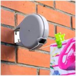 Long, corde � linge r�tractable de 12 m pour v�tements, �tendoir � linge tr�s robuste et r�sistant, m�canisme ...