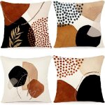 Longziming - housse de coussin, 45 x 45cm, lot de 4 housse coussin en lin coussin de canap moderne boho ...