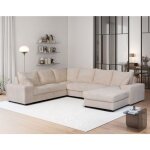 Bestmobilier - lorie - canap panoramique d'angle gauche 7 places convertible en velours ctel grosse ...