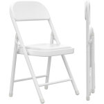 Lot de 1 chaises pliantes en similicuir blanc - confort ergonomique & rembourrage dense, design minimaliste ...