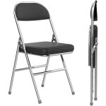 Lot de 1 chaises pliantes en similicuir noir - confort ergonomique & rembourrage dense, design minimaliste ...