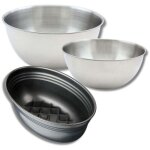 Lot avec 1 moule � pain 26 cm, 1 spatule zenker et 2 bols � mixer en inox fackelmann