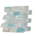 Lot de 10 autocollants muraux style ferme pour cuisines et salles de bains, turquoise (34, 3 x 29, 5 ...