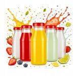 Lot de 10 bouteilles de jus juice 125 ml en verre avec bouchon, pour jus et sirop.