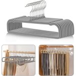 Lot de 10 cintres antidrapants en velours, longueur 35 cm, crochet pivotant  360 degrs, gain de place, ...