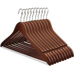 Lot de 10 cintres en bois massif avec rainures cintres vintage � barre rotation � 360� pour robe chemise ...