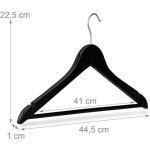 Lot de 10 cintre en bois avec traverse noir