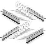 Lot de 10 cintres pour pantalons avec clips rglables antidrapants - en mtal - peu encombrant - pour ...