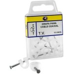 Lot de 10 clips pour c�ble coaxial tv, gibalto