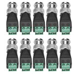 Lot de 10 connecteurs bnc m�les coaxiaux verts pour cam�ra de surveillance vid�o (balun).