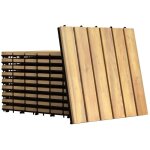 Goplus lot de 10 dalles, 30 x 30cm dalles en bois d?acacia huil� r�sistant � la corrosion avec base en ...