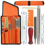 Lot de 10 limes d'afftage pour chane de trononneuse - avec lime ronde - guides d'afftage - jauge ...