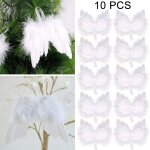 Lot de 10 mini ailes d'ange gardien blanches en plumes, d�corations � suspendre pour sapin de no�l, f�tes ...