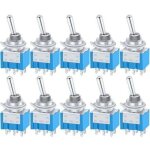 Lot de 10 mini interrupteurs � bascule en m�tal, marche / arr�t / marche, 6 bornes, 3 positions, dpdt, ...