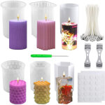 Lot de 10 moules � bougies en silicone, formes vari�es, blanc