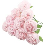 Lot de 10 pivoines artificielles en soie ? tiges simples d�coratives ? rose p�le