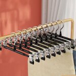Lot de 10 porte - pantalons en m�tal, porte - jupes, pinces r�glables antid�rapantes pour suspendre pantalons, ...