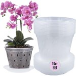 Lot de 10 pots  orchides transparents avec trou de drainage de 17 cm de diamtre 1, 5 l et 10 soucoupes ...