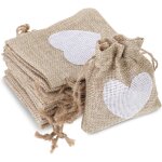 Lot de 10 sacs en jute, 10 x 14 cm, lot de sacs c?ur en jute, petits sacs � cordon, bo�tes cadeaux pleine ...