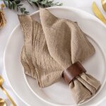 Lot 10 serviettes lin boh�mes 41, 9x41, 2 cm ? lavables, mariage / f�te pr�natale / anniversaire, marron ...