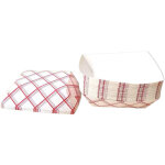Lot de 100 barquettes papier carreaux rouges / blancs 10, 8 x 5 cm, jetables �cologiques condiments / ...