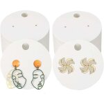 Lot de 100 cartes rondes pour boucles d'oreilles avec fermoirs de boucles d'oreilles, 4 cm, pr�sentoir ...