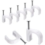 Lot de 100 clips de c�ble ronds blancs solides et durables - 10 mm, attache c�ble, range c�ble, fixation ...