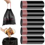 Lot de 100 sacs poubelle de 40 l avec cordon de serrage (60 x 75 cm), noirs, ind�chirables et denses, ...