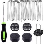 Lot de 101 piquets de jardin en forme de u et joints de fixation en plastique avec crochet de crochet, ... Lot de 101 piquets de jardin en forme de u et joints de fixation en plastique avec crochet de crochet, ...