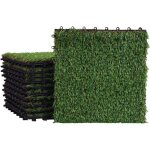 Lot de 11 dalles de gazon synth�tique clipsables ? lot de 11 plaques imitation herbe pour terrasse balcon ...