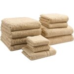 Lot de 11 serviettes de bain en coton tapis linge de bain beige sable atai Lot de 11 serviettes de bain en coton tapis linge de bain beige sable atai