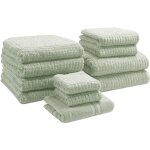 Lot de 11 serviettes de bain en coton tapis linge de bain vert clair atai