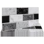 Lot de 12 autocollants pour carrelage noir et blanc (30 x 15 cm) pour salle de bain et cuisine, cr�dence ...