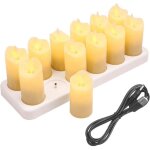 Lot de 12 bougies 7 cm chauffe - plat led sans flamme vacillantes usb pour mariage, fte, festival, dcoration ...