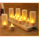 Lot de 12 bougie led rechargeable bougie �lectrique led flamme vacillante avec station de charge d�coration ...