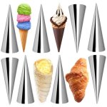 Lot de 12 c�nes de cuisson en acier inoxydable pour p�tisserie diy, moules � cornets � cr�me, moules ...