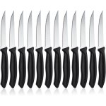 Lot de 12 couteau de table � lame crant�e, set de couteaux � petit d�jeuner en acier inoxydable, set ...