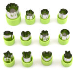Lot de 12 emporte - pi�ces pour l�gumes, fruits et biscuits - en acier inoxydable avec poign�e, vert