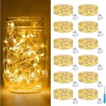 Lot de 12 mini guirlande led � pile, 2m 20led 3 modes pile, ip65 �tanche petite guirlande lumineuse led ...