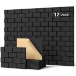 Lot de 12 noir 30 x 40 x 0, 9 cm panneaux acoustiques autocollants muraux rectangulaires type de brique ...