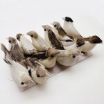 Lot de 12 oiseaux artificiels en plumes, oiseaux artificiels oiseau � plumes color�es avec fil pour jardin, ...