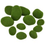 Lot de 12 pierres de mousse artificielles en mousse verte naturelle pour d�coration de jardinage, fleurs, ...